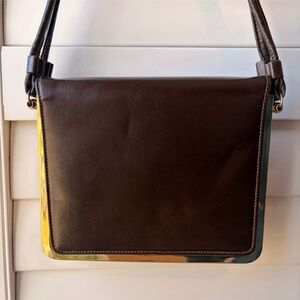 Vintage Markay Elegant Brown Vegan Leather Top Handle Bag
